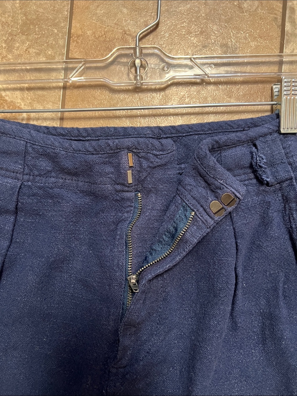 Free People Navy Casual Linen-Blend Pants - Size 12💙